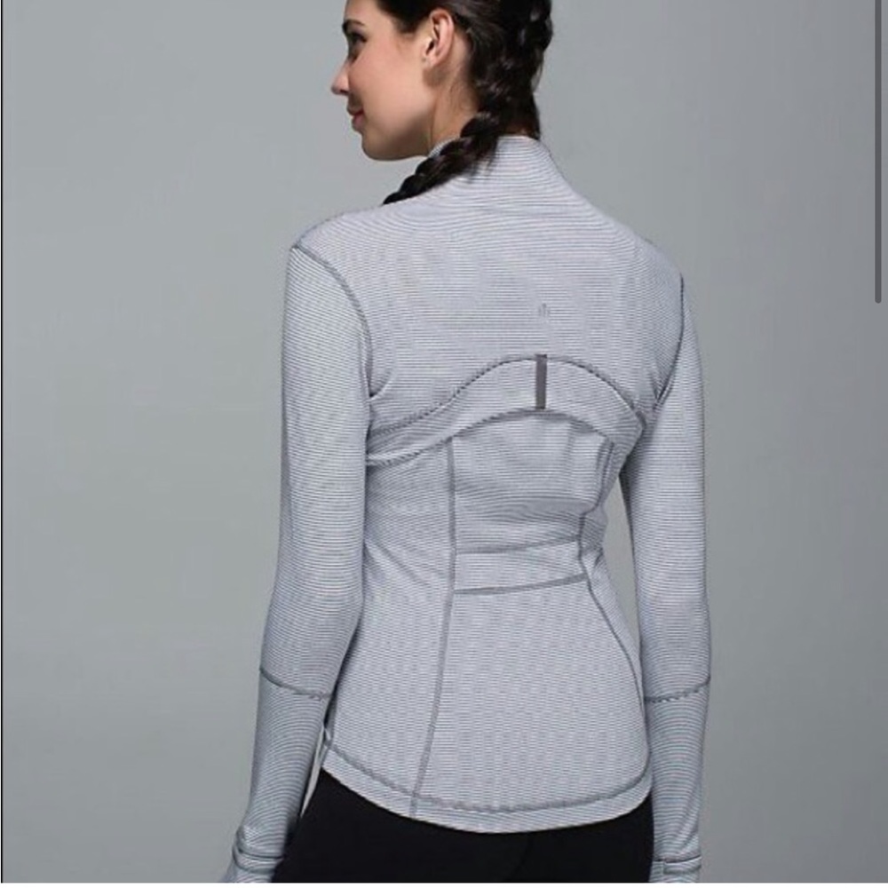 Lulu lemon grey and white stripe track jacket, maybe a 6